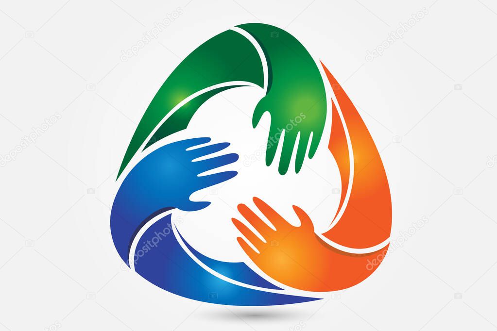 Hands voluntary symbol logo vector web image template graphic design illustration