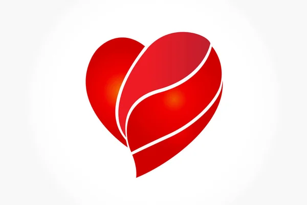 Valentines Amour Coeur Logo Vecteur Valentines Jour Rouge Brillant Amour — Image vectorielle
