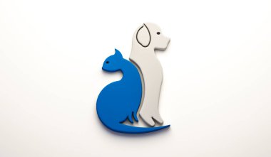 3D Logo Köpeği ve kedi siluetleri ikon web resim grafiksel çizim illüstrasyonuName 