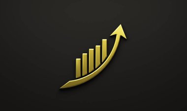 İş grafiği istatistik artışı satışları 3 boyutlu resim logosu büyüyen başarılı endüstri