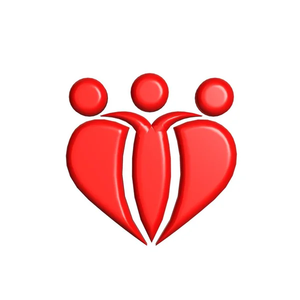 Vriendschap Mensen Geluk Een Hartvorm Icoon Vector Logo Beeld Renderen — Stockfoto