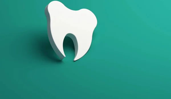 Tooth Image Banner Green Background Copy Space Template — Stock Photo, Image