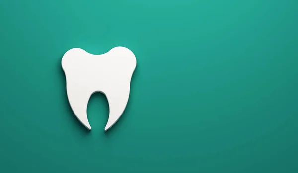 Tooth Image Banner Green Background Copy Space Template — Stock Photo, Image