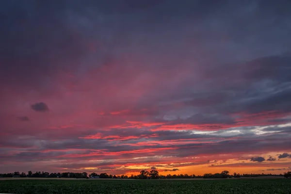 Dunkelrosa Wolken nach Sonnenuntergang über dem Horizont — Stockfoto