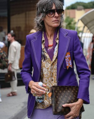 FLORENCE-12 June 2018 Ana Gimeno Brugada on the street during the Pitti. clipart