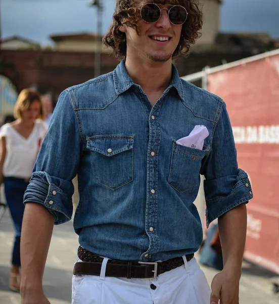 Florencia Junio 2018 Hombres Calle Durante Pitti — Foto de Stock