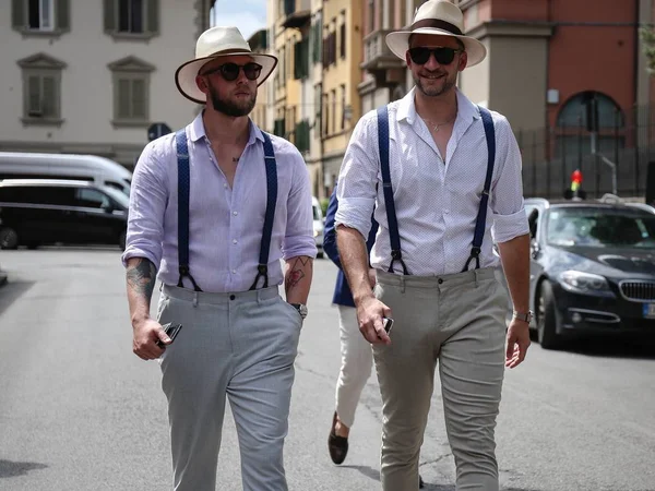 Florencia Junio 2018 Hombres Calle Durante Pitti — Foto de Stock