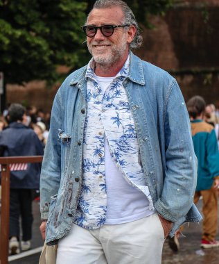 FLORENCE-13 June 2018 Alessandro Squarzi on the street during the Pitti. clipart