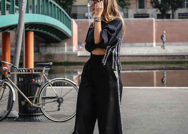 Milan September 2018 Women Street Milan Fashion Week — Stock Photo, Image