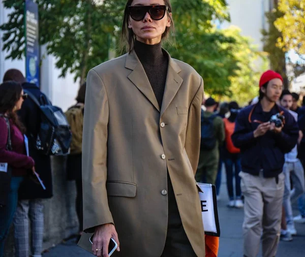 Paris France Septembre 2018 Julie Pelipas Dans Rue Lors Fashion — Photo