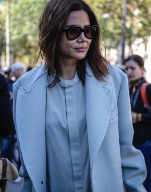 Paris, Fransa - 26 Eylül 2018: Christine Centenera Paris moda haftası sırasında sokakta.
