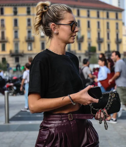 Milan Italie Septembre 2018 Chiara Capitani Dans Rue Pendant Fashion — Photo