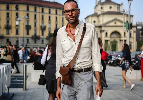 Milán Italia Septiembre 2018 Luca Imbimbo Calle Durante Semana Moda —  Fotos de Stock
