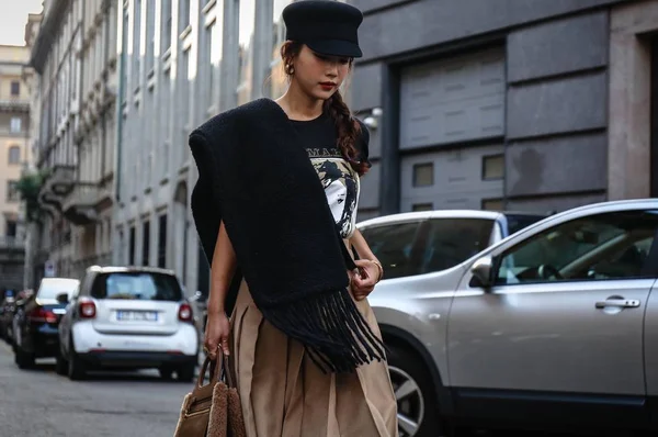 Milan Italie Septembre 2018 Des Femmes Dans Rue Pendant Fashion — Photo