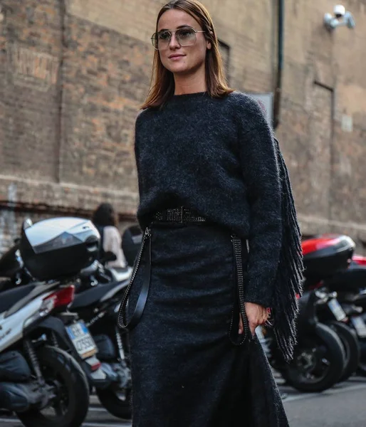 Milan Italië September 2018 Lena Lademann Straat Tijdens Milan Fashion — Stockfoto