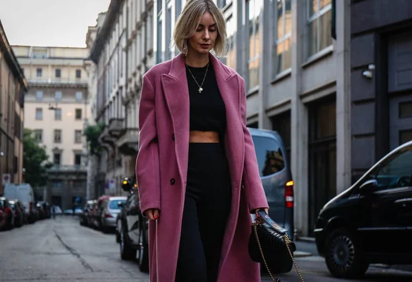Mediolan Włochy Września 2018 Lisa Hahnbueck Ulicy Podczas Milan Fashion — Zdjęcie stockowe