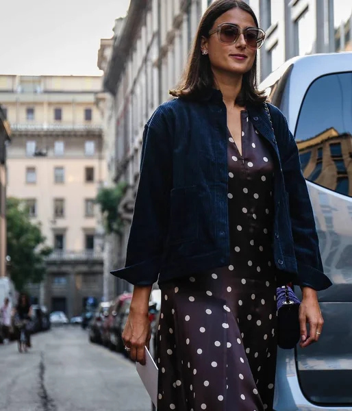 Milán Itálie Září 2018 Julia Haghjoo Ulici Během Milan Fashion — Stock fotografie