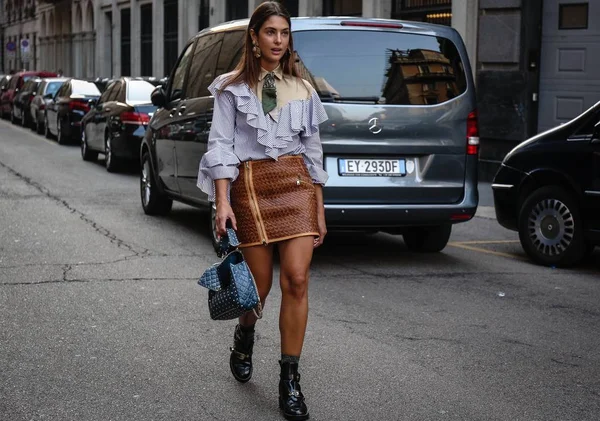 Milan Itália Setembro 2018 Mulheres Rua Durante Milan Fashion Week — Fotografia de Stock