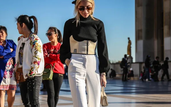 Paris França Setembro 2018 Caroline Daur Rua Durante Paris Fashion — Fotografia de Stock