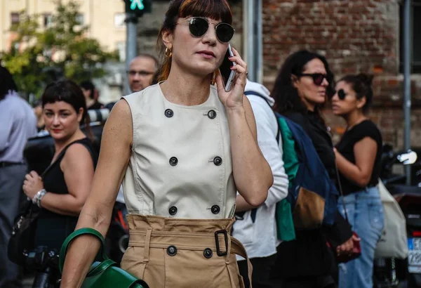 Mediolan Włochy Września 2018 Daniela Zuccotti Ulicy Podczas Milan Fashion — Zdjęcie stockowe