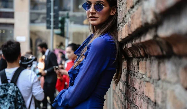 Milan Italia Septiembre 2018 Sara Rossetto Calle Durante Semana Moda —  Fotos de Stock