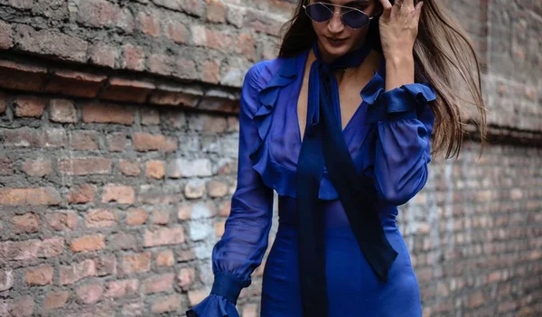 Milan Italia Septiembre 2018 Sara Rossetto Calle Durante Semana Moda — Foto de Stock