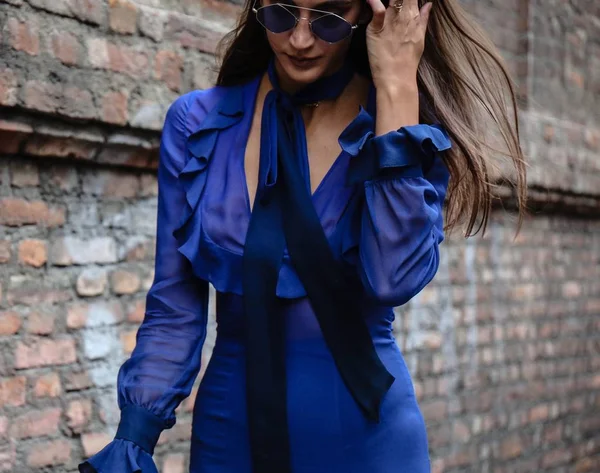 Milan Italia Septiembre 2018 Sara Rossetto Calle Durante Semana Moda — Foto de Stock