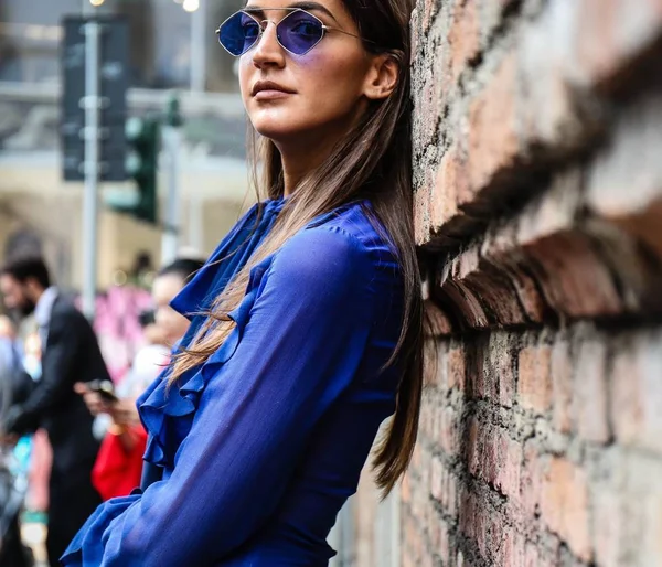 Milan Itália Setembro 2018 Sara Rossetto Rua Durante Milan Fashion — Fotografia de Stock