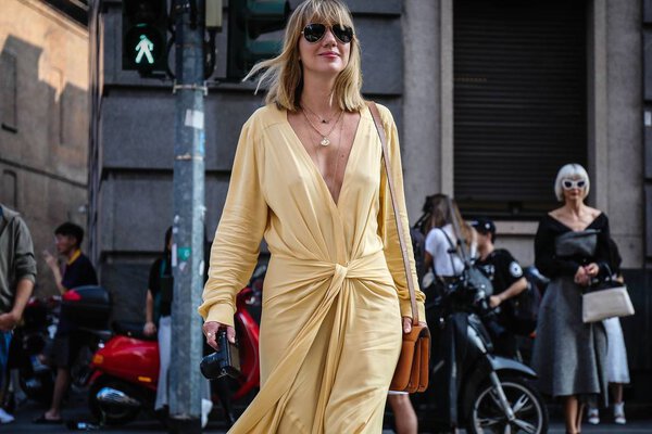 MILAN, Italy- September 20 2018: Lisa Aiken on the street during the Milan Fashion Week.