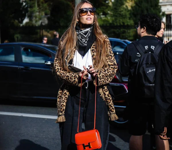 París Francia Octubre 2018 Carlotta Oddi Calle Durante Semana Moda — Foto de Stock