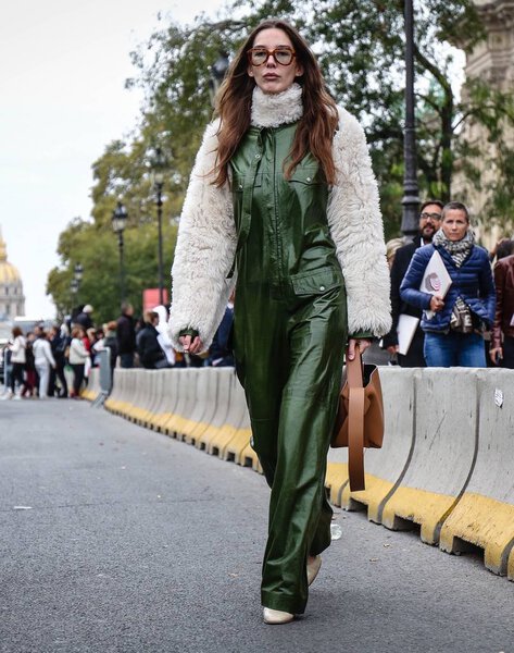 PARIS, France- October 2 2018: Estelle Chemouny Pigault on the street during the Paris Fashion Week.