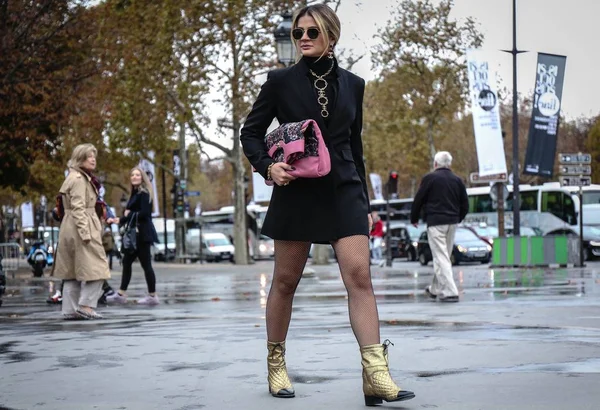 Paris França Outubro 2018 Thassia Naves Rua Durante Paris Fashion — Fotografia de Stock