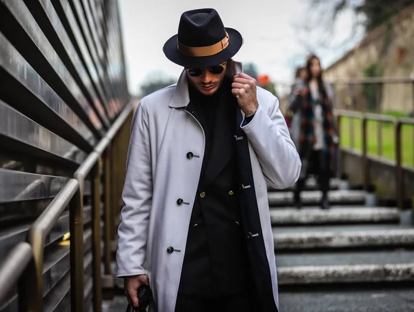 Estilo de rua Pitti Uomo 9 Janeiro 2019 — Fotografia de Stock