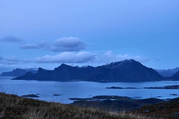 Lofoten Krajobraz Nocy — Zdjęcie stockowe