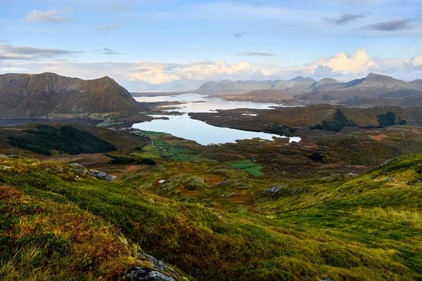 Blick Von Oben Über Die Landschaft Auf Den Lofoten — Stockfoto