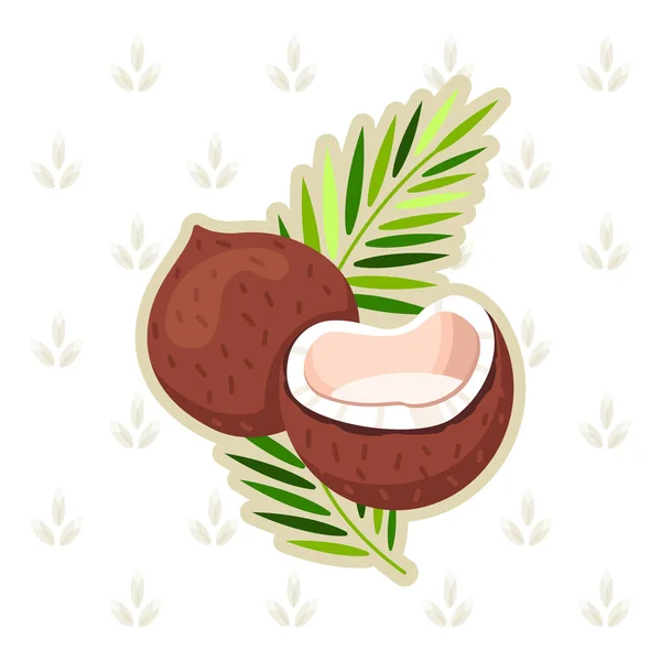 Hindistan cevizi hurma ile vektör çizim bırakır