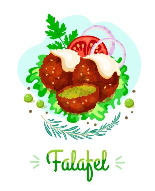 Falafel vektör illüstrasyon, baklagiller bir tabak