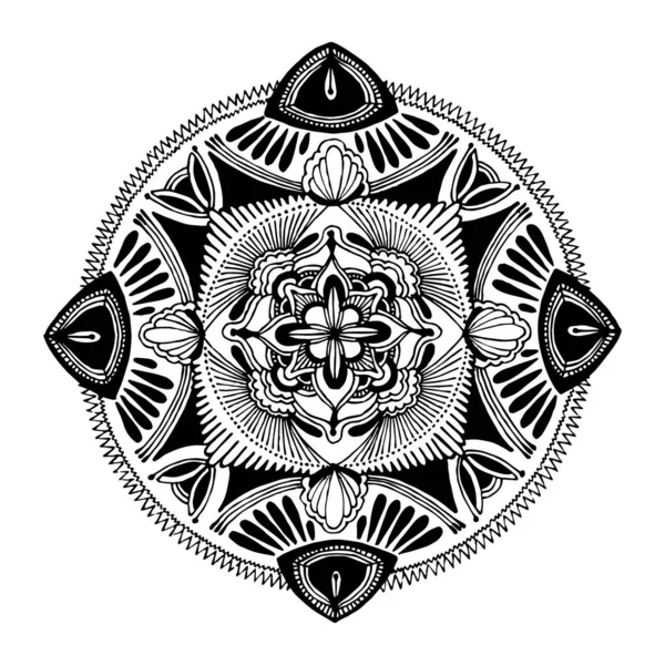 Patrón Vectorial Negro Mandala — Vector de stock