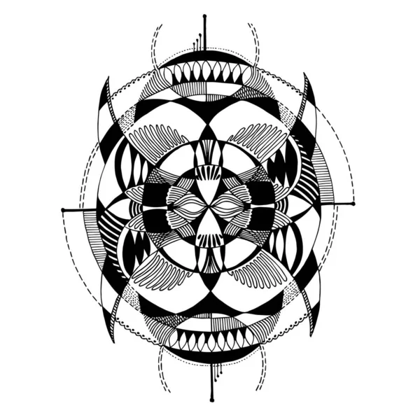 Dekorasyon için vektör soyut illüstrasyon, geometrik desen, mandala