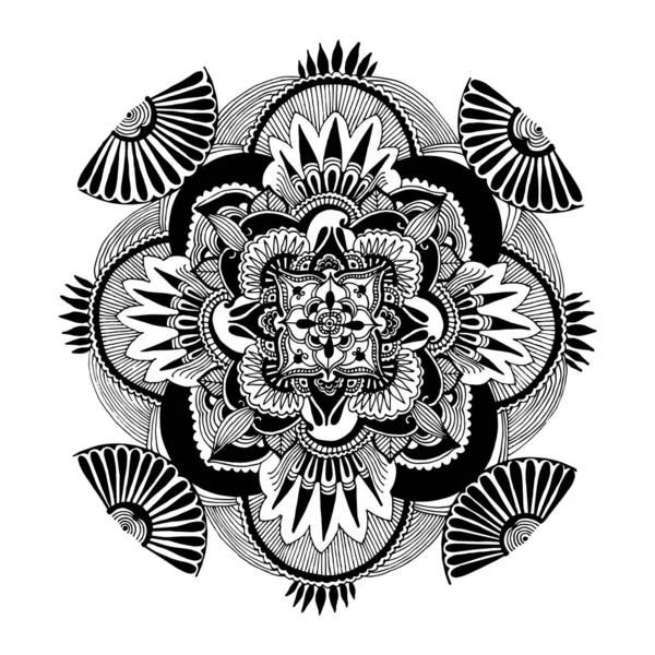 Vektör soyut illüstrasyon, çiçek motifi, geometrik desen, mandala.