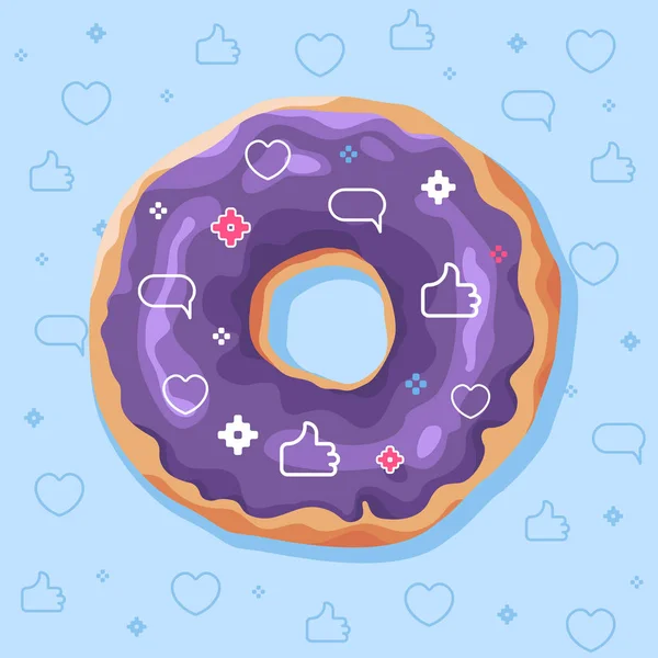 Mor buzlanma vektörü ile Donut, gıda