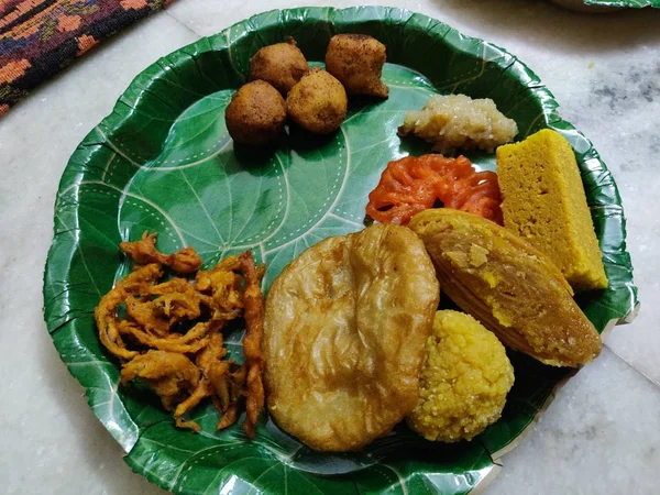 Indian traditional sweets in the plate to serve — Stock Photo, Image