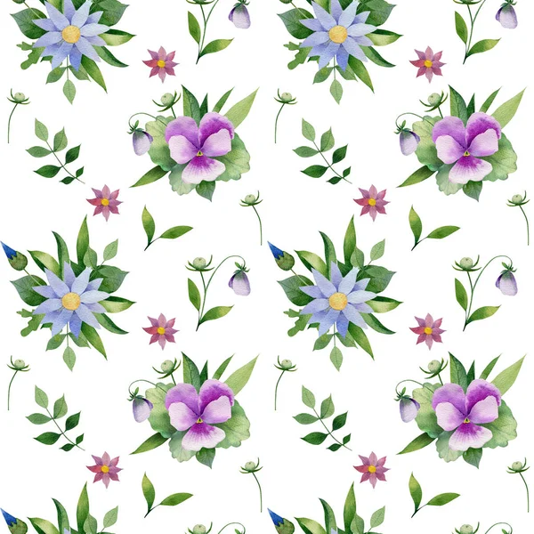 Seamless pattern of  bouquet and leaves — Stock Photo, Image