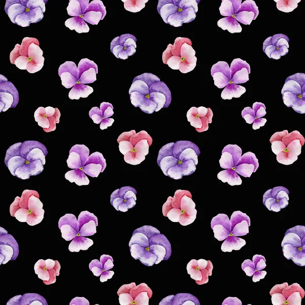 Nahtloses Muster mit Stiefmütterchen unterschiedlicher Farbe — Stockfoto