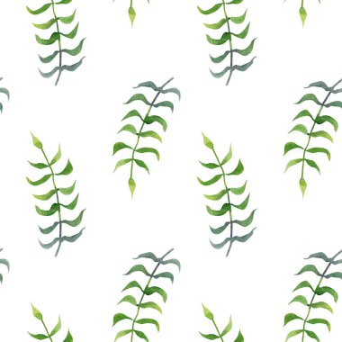 Beyaz arka plan üzerinde yaprakları ile basit seamless modeli 
