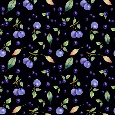 Şube e çilek, yaban eriği seamless modeli