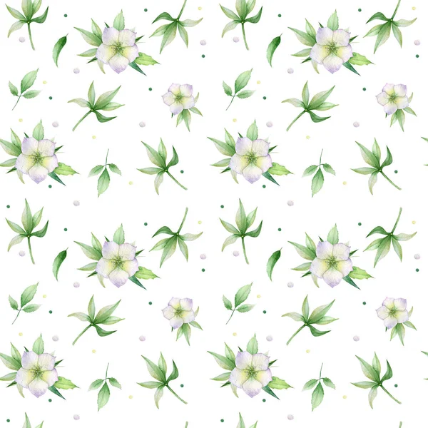 Seamless pattern of spring flower and floral arrangements — Stock Photo, Image