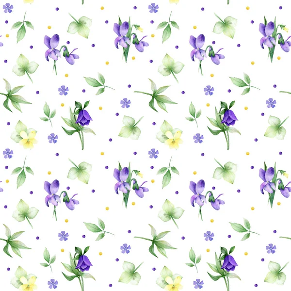 Seamless pattern of spring flower and floral arrangements — Stock Photo, Image