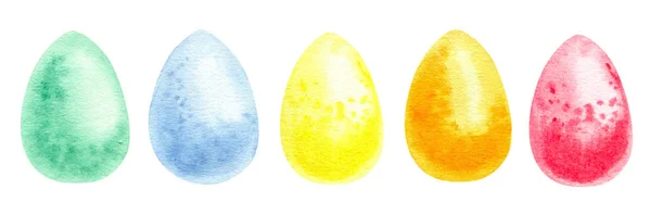 Huevos coloridos para Pascua sobre el fondo blanco. Acuarela — Foto de Stock