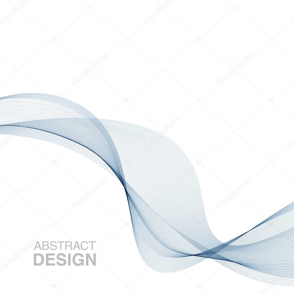 Abstract waves on the white background. Transparent lines